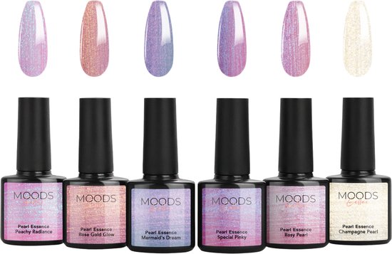 Moods Gellac 6-delige Set - Gellak Starterspakket - Gel Nagellak - 8ML - Pearl Essence - Gellac - Nagels - Chique Kleuren - HEMA- & TPO-vrij