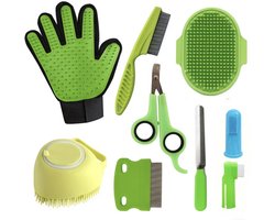 9 stuks - Huisdieren verzorgingsset - Honden - Katten - Knaagdieren | Groen |