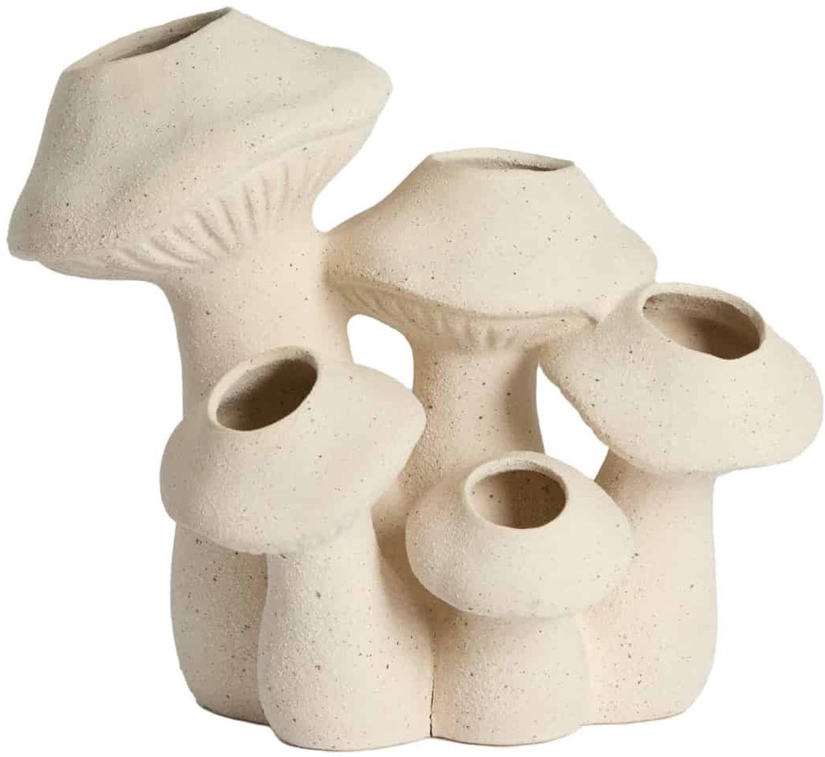 Vaas Mushroom - Crème - 31.5x20.5x27.5cm - Keramiek - Modern - Bloemenvaas - Woondecoratie - Decoratieve vaas voor woonkamer of slaapkamer - Moederdag - Moederdag cadeautje - Moederdag cadeau voor mama