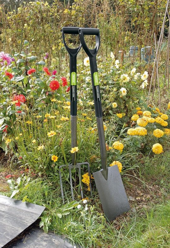 Quvo® Woelvork - Tuinwoeler - Spitvork Met D-Greep - Grondwoeler Met 4 tanden - Tuinklauw - Bodembewerking - groen en zwart - ‎10 x 21 x 12 cm van Merkloos	 — afbeelding 3