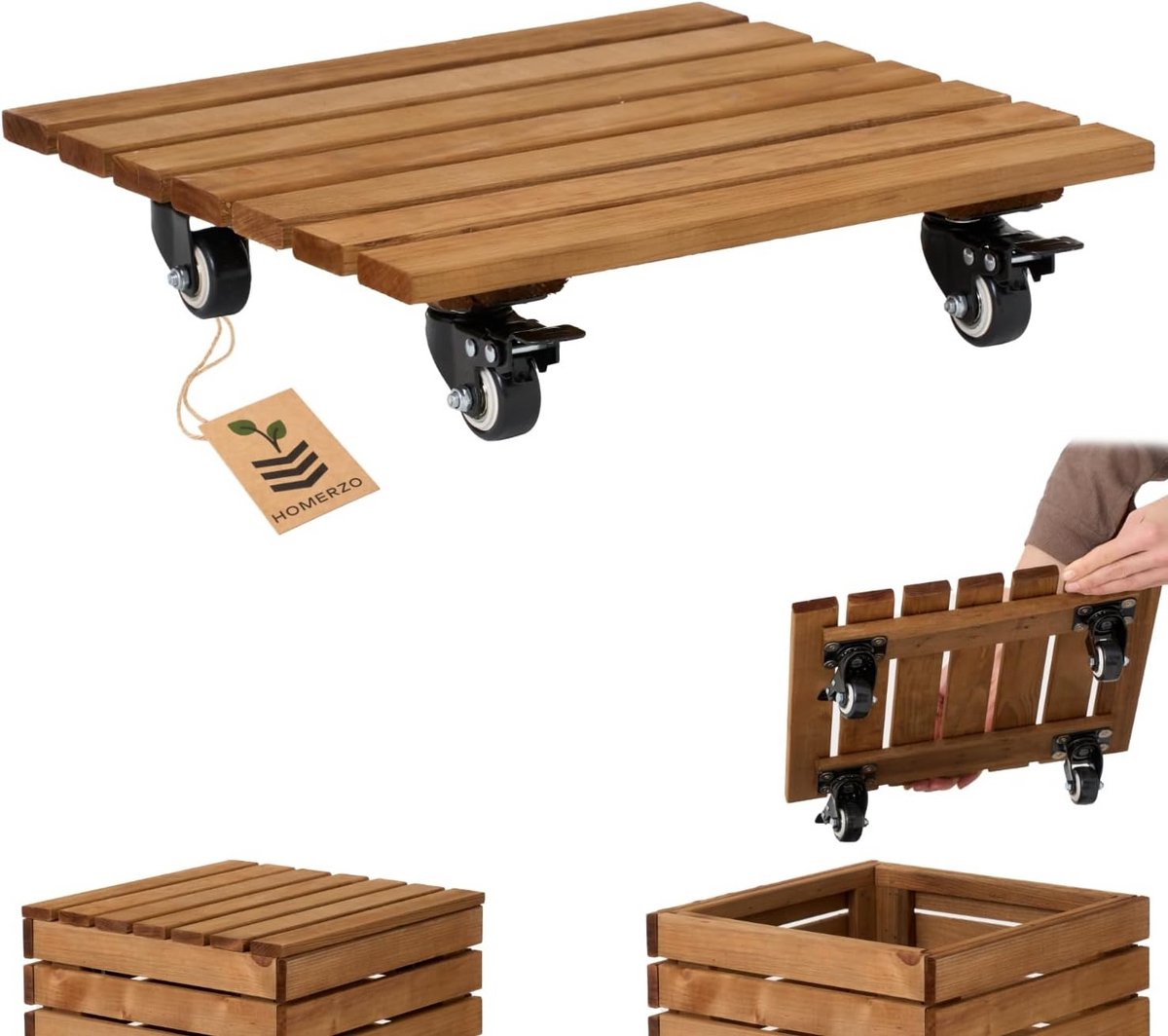 Mobiele Plantenroller voor Binnen en Buiten met Zwenkwielen en Remmen