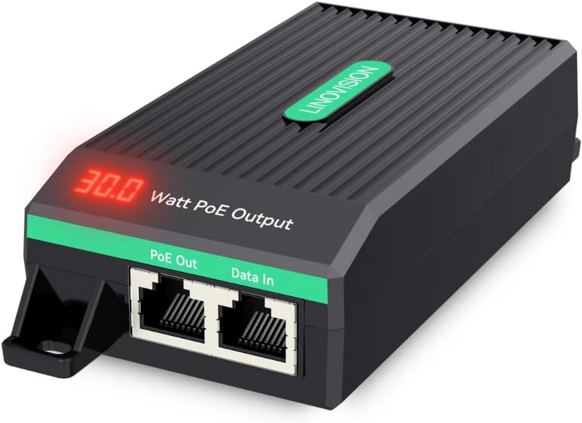 Gigabit PoE+ Injector 30W met Stroomindicator voor IP Camera en VoIP