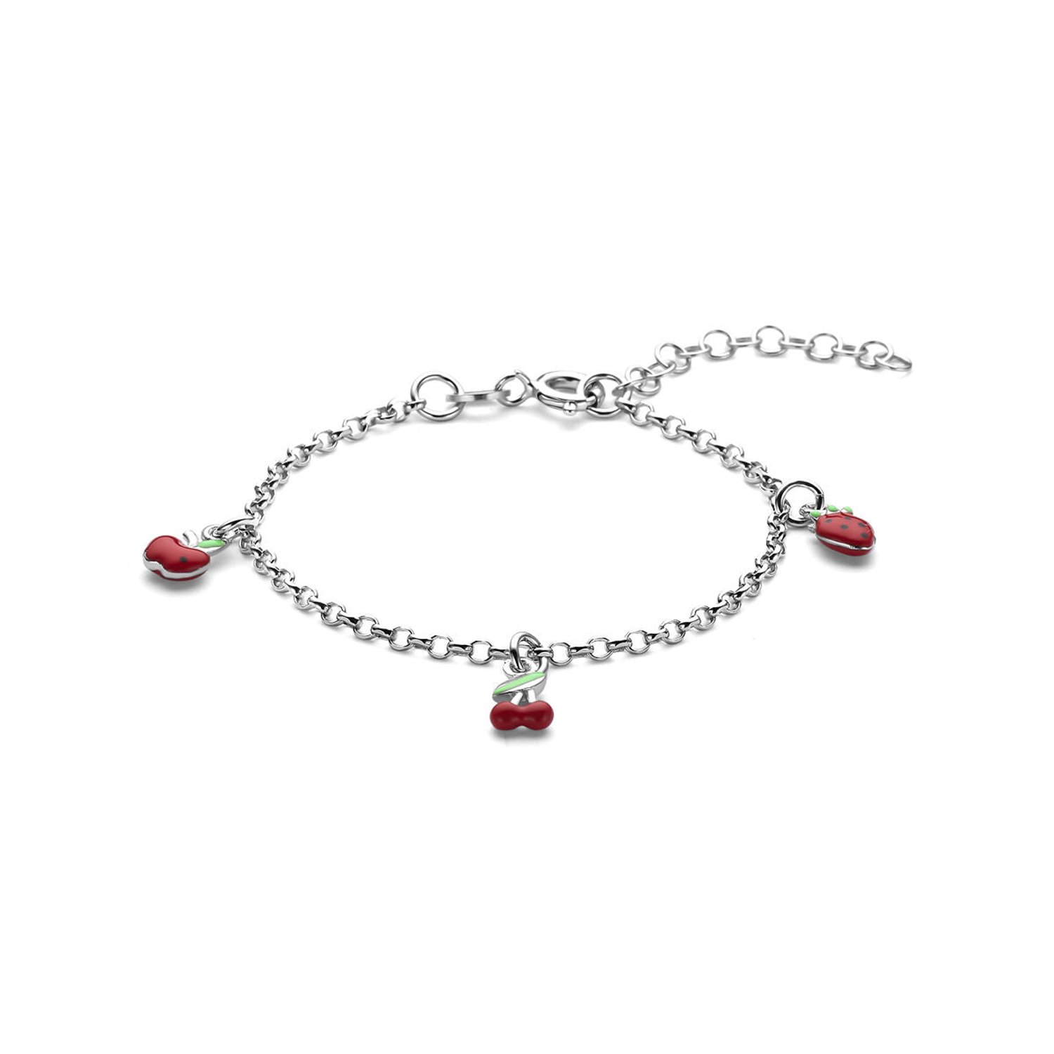 Zilver gerhodineerde armband emaille fruit 13 + 3 cm - 1341856