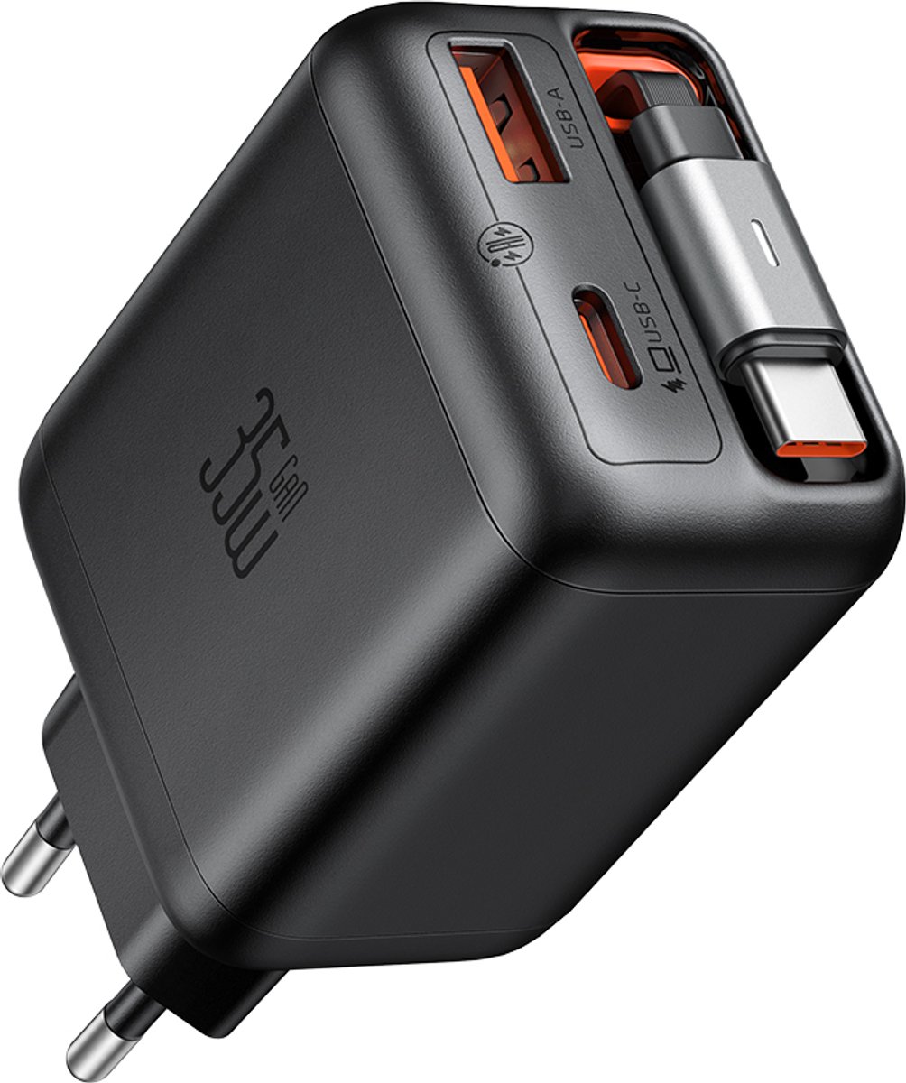 MCDODO 3in1 - Oplader inclusief USB C Kabel - 35W Snellader - Zwart