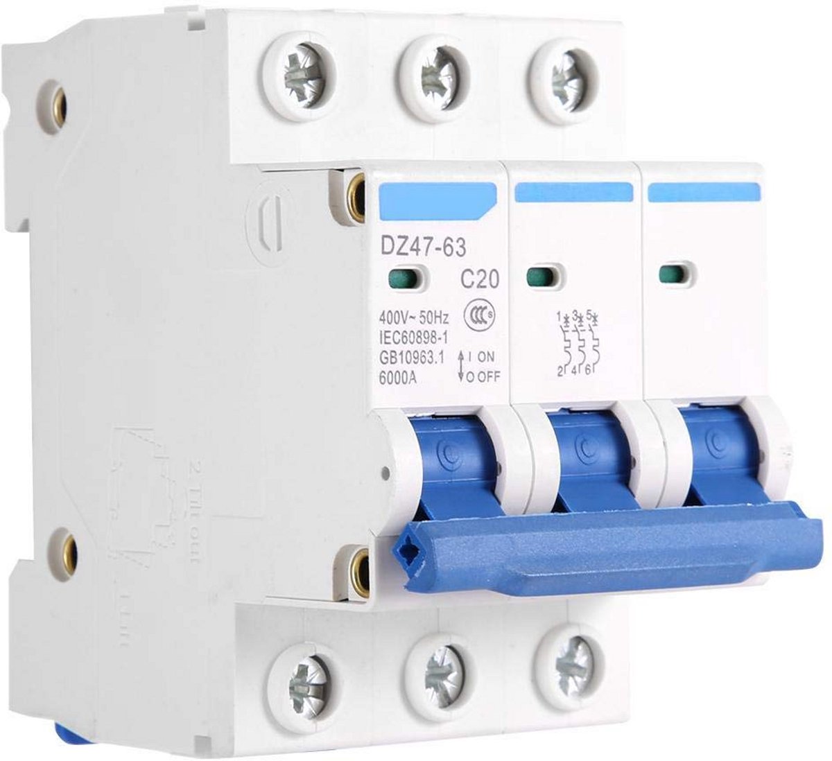 Miniatuur Stroomonderbreker 3-polig voor DC/AC Systemen