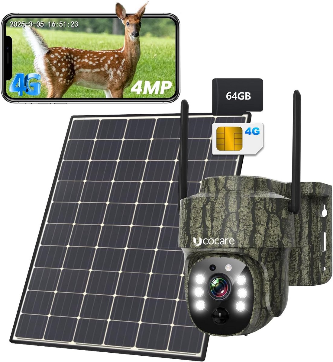 Draadloze Buitenbewakingscamera met 4G LTE, Zonne-energie en AI-Tracking