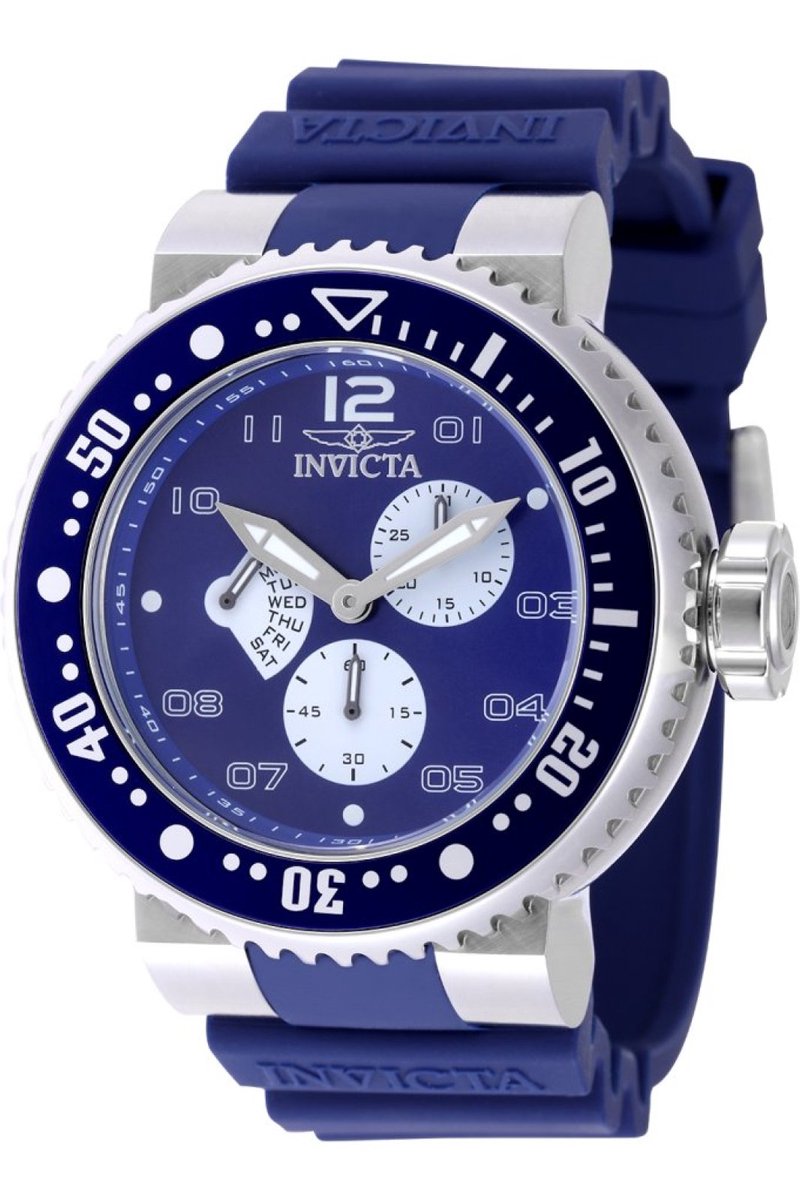 Invicta Pro Diver 49566 Heren Horloge - Waterdicht - Analoog - Quartz Uurwerk - Roestvrij Staal met blauwe Wijzerplaat - 52mm