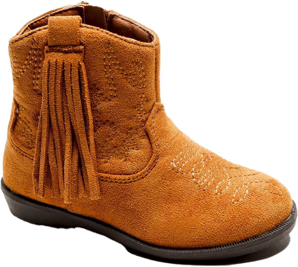 Ukkie Slofjes Babylaarzen Western Suedine Camel Maat 22 - Baby - Meisjes en Jongens - Rits - Flexibele zool - Anti Slip