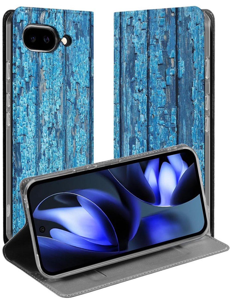 Google Pixel 9a Flip Style Cover Wood Blue