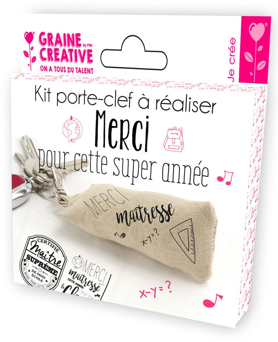 GRAINES CREATIVES - DIY Sleutelhanger Kit voor Meester of Juf van stof