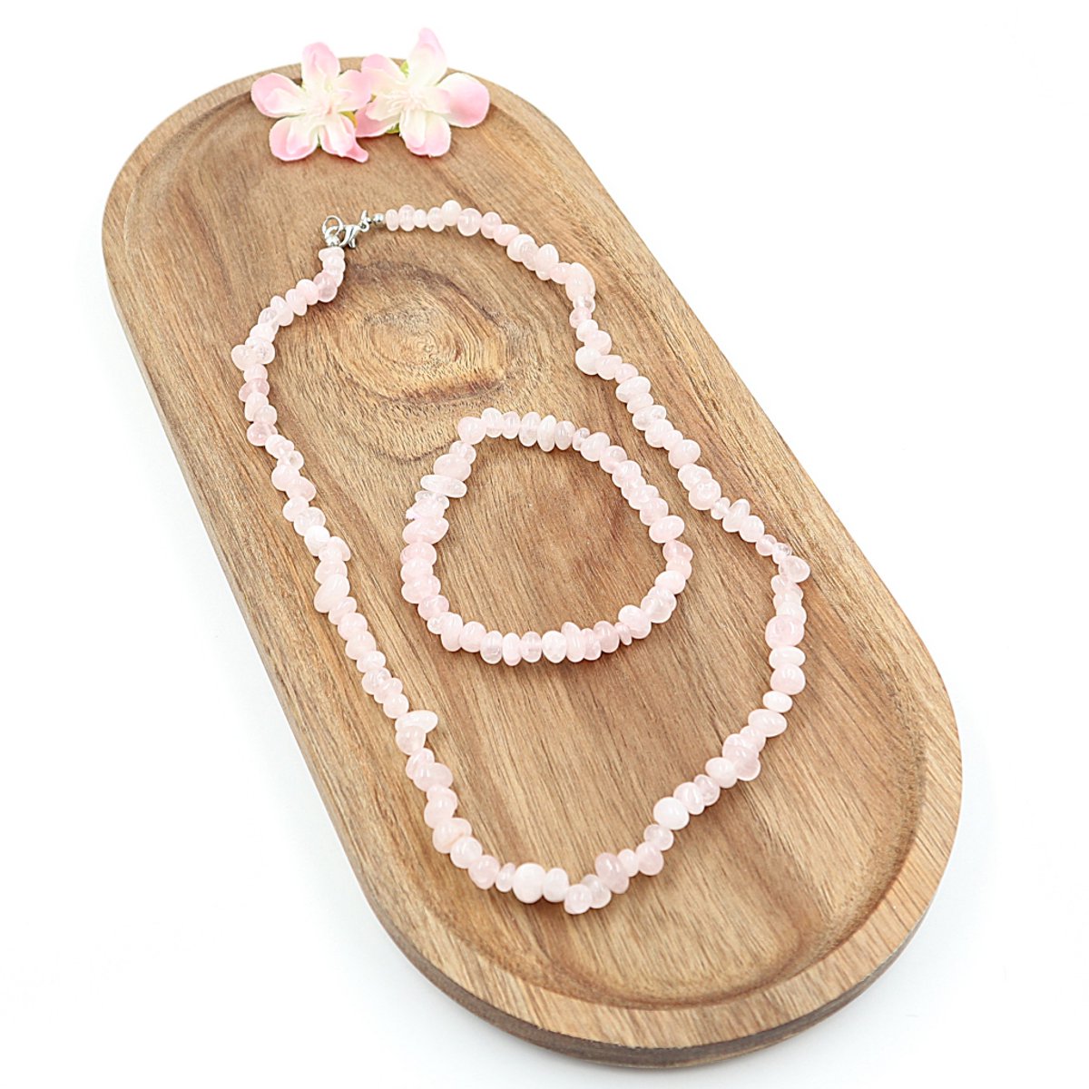 Set splitcollier & splitarmband Roze Kwarts