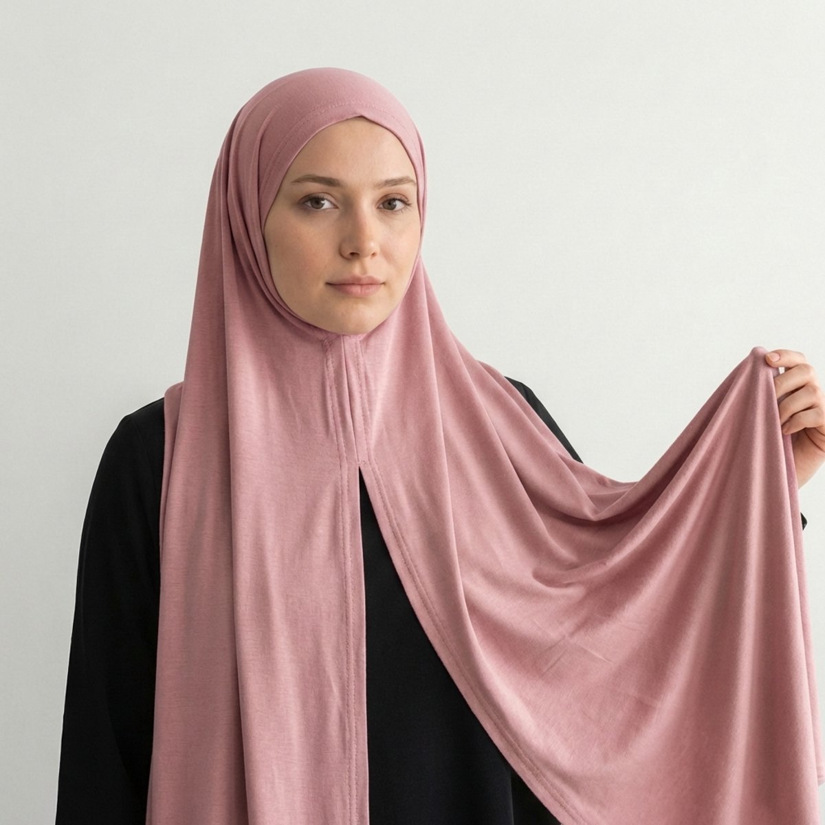 FIRASET Poederroze Praktische Instap-Sjaal van Viscose Jersey - Hoofddoek - Hoofddeksel - Hijab – Turks Fabriqa