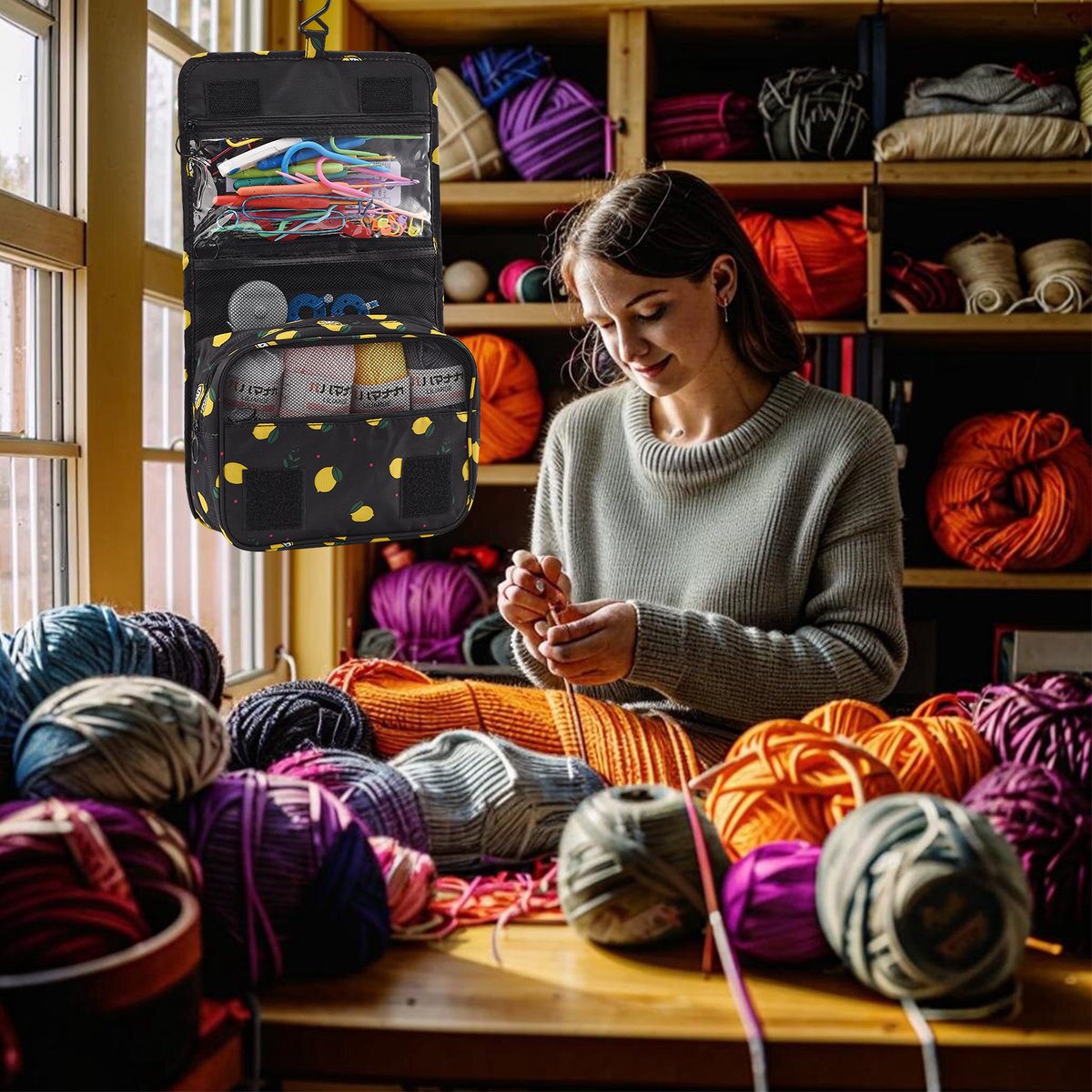 63-Delige Crochet Set in Zwart – DIY Haaknaalden & Accessoires met Opbergcase – Beginners Starter Kit