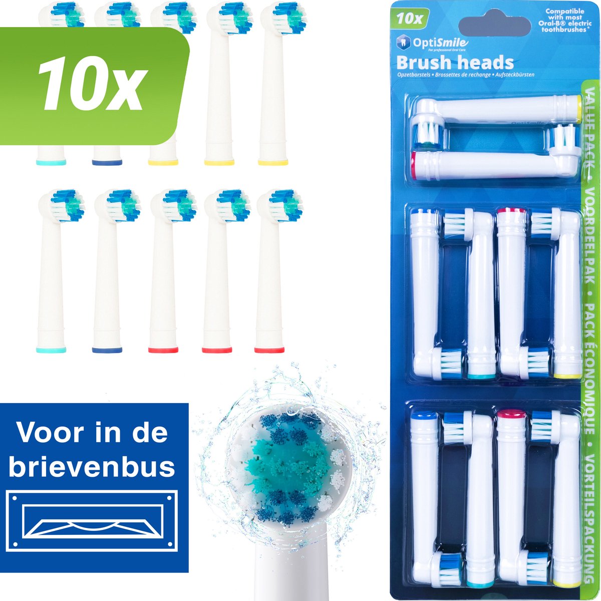 Optismile Oral B Opzetborstel 10x - Tandenborstel Opzetborstels - Opzetstukjes - Wit