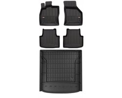 Frogum ProLine Complete Set: Luxe Rubberen Automatten + Kofferbakmat - Geschikt voor VW Golf 8 Variant (Kombi) vanaf 2019 - Hoge laadvloer - Perfecte Pasvorm - Geurloos TPE - Zwart