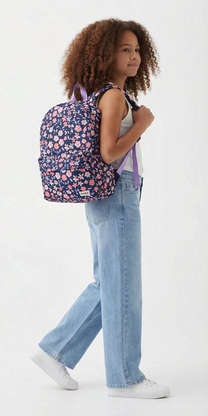 Studio V More Love - Rugzak - Gevoerd - 13,6 liter - 39 x 29 x 12 cm - Bloemen - Blauw