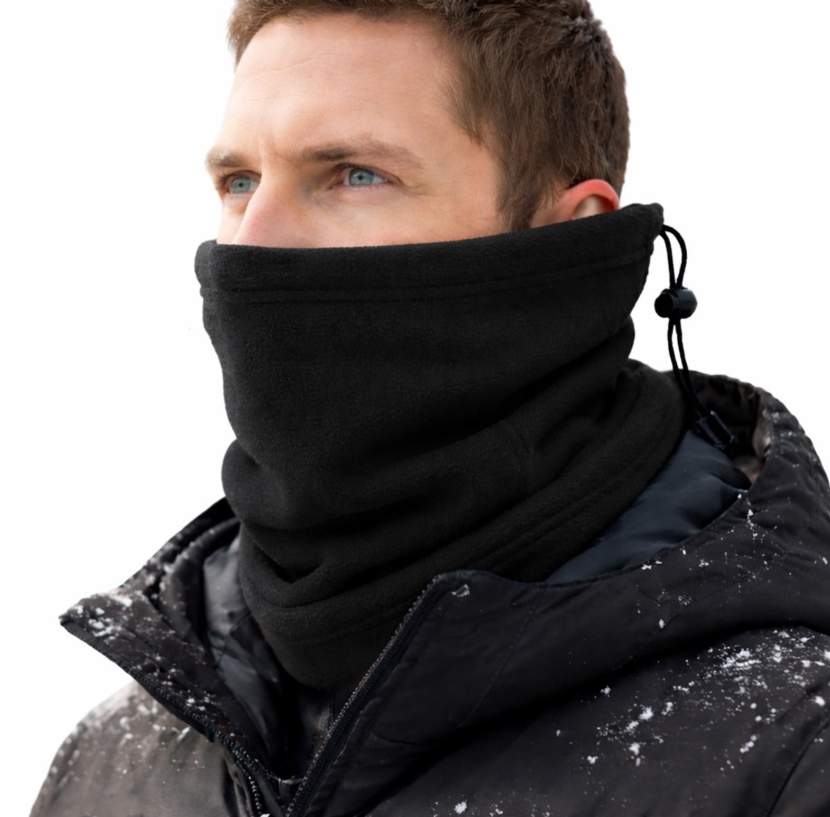 Multiuse Colsjaal, Muts & Bandana in 1 I Met Trekkoord I Hoofdband I Nekwarmer I Gezichtsmasker I Motormuts I Skiën I Motorrijden I Zwart