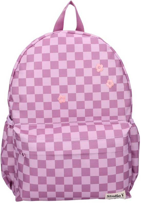 Studio V Check This! - Rugzak - Gevoerd - 13,6 liter - 39 x 29 x 12 cm - Ruitpatroon - Paars