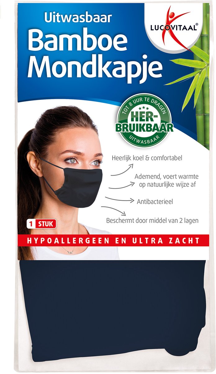 Bol.com Lucovitaal Bamboe Mondkapje Blauw aanbieding