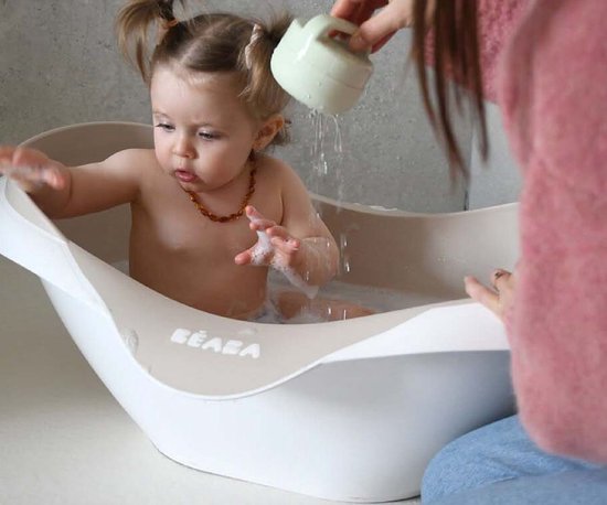 Béaba Camele'O Bad - Compact 29L Babybad met Afvoerplug - Ergonomisch & Antislip Bad - Met Douchekop Steun - Vanaf 0 Maanden - Gemaakt in Frankrijk - Wit — afbeelding 2