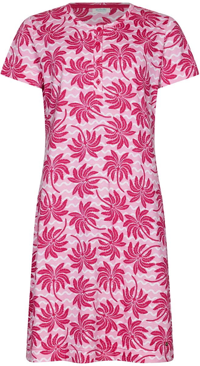 Rebelle MyRebelle - Nachthemd - Palm Springs - Bio Katoen - Roze - knoopsluiting