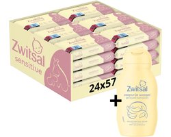 Zwitsal Billendoekjes - Sensitive - 24 x 57 - - Inclusief Zeepvrije wasgel - 1368 stuks
