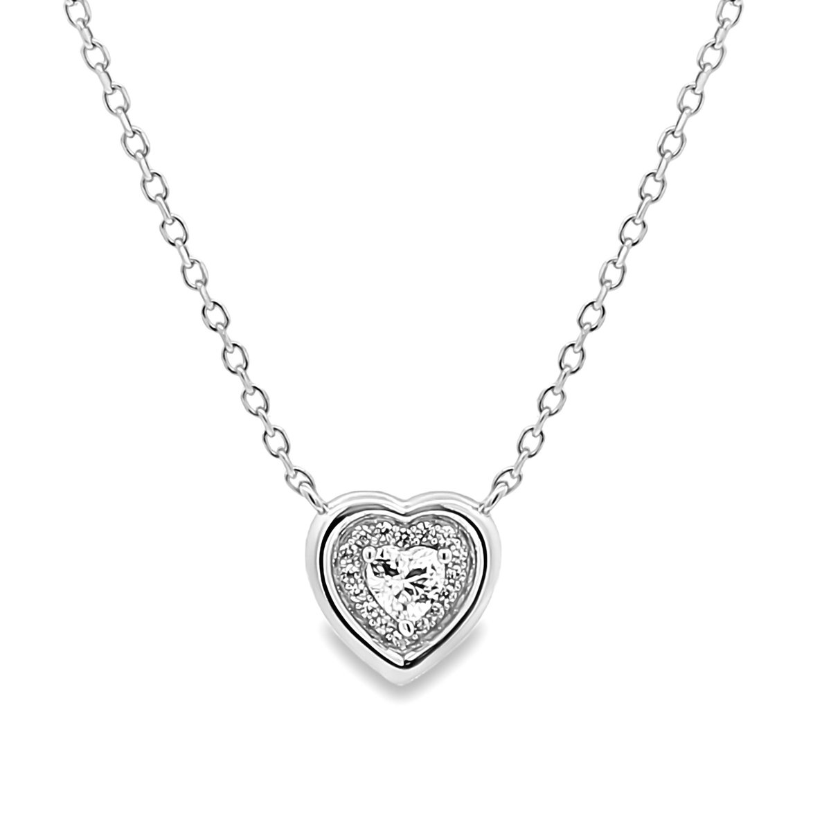 Juwelier Zwartevalk - Zilveren (gerhodineerd) ketting met hartje - 25.297-W