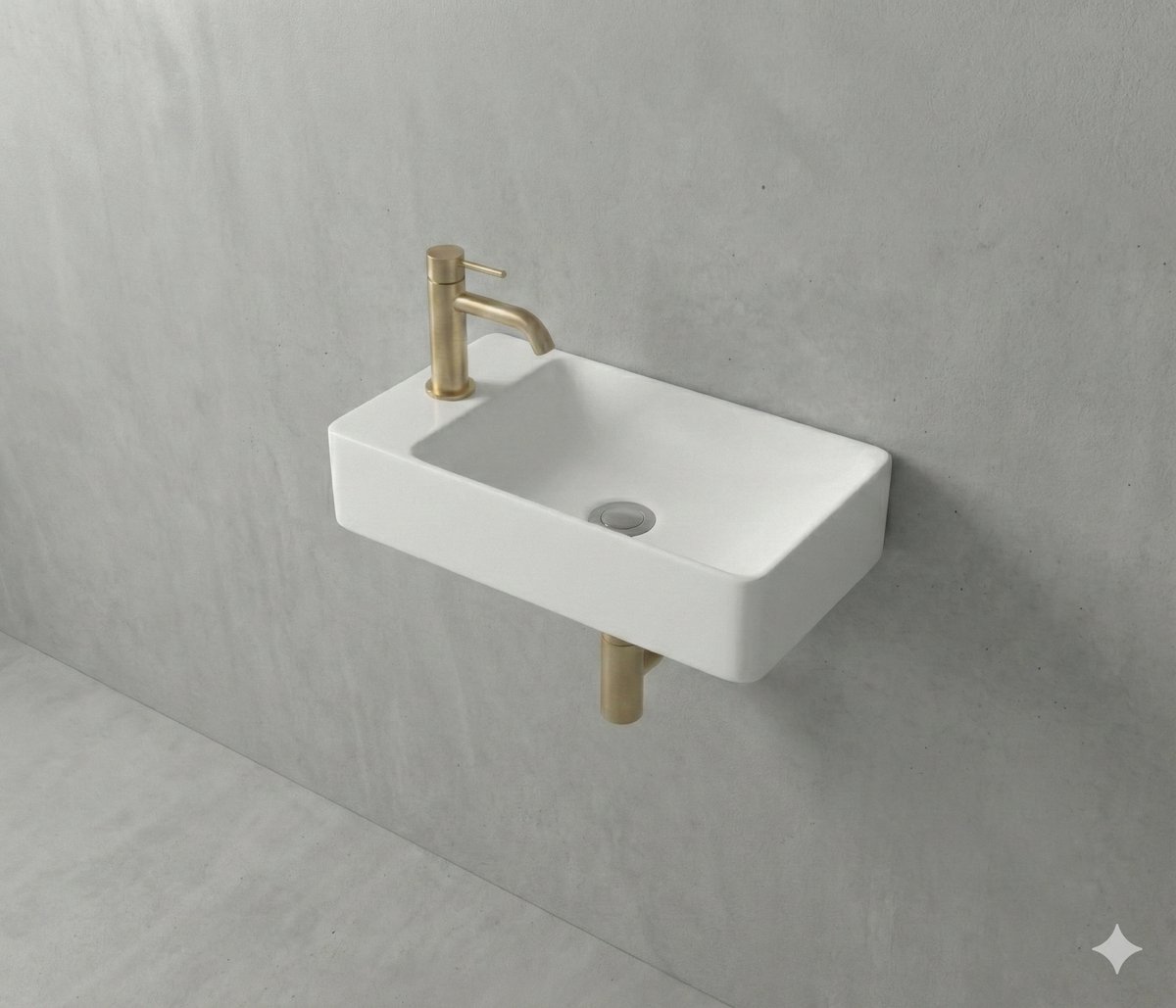 KAYvit LUVIA Toiletfontein vierkant | MAT WIT | Kraangat links