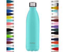 FLASKE Original Drinkfles 1 liter - Geïsoleerde RVS Waterfles - BPA-vrij - 12u Warm & 24u Koud - Geschikt als Thermosfles en Thermoskan - Water Bottle Stainless Steel - Wave