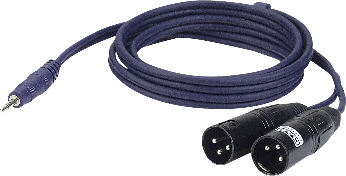 DAP FL46 stereo 3.5 mm jack naar 2 x XLR male 6 meter blauw