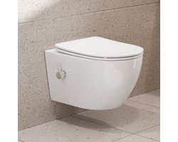 HOROW - Wandcloset met Bidetfunctie - Randloos Diepspoel - Softclose Zitting - Wit Keramiek