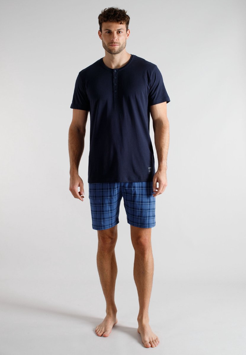 TOM TAILOR - pyjamaset kort check blauw