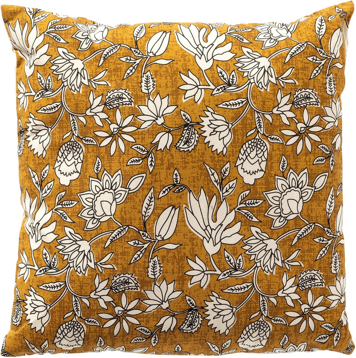 Dutch Decor JUDITH - sierkussen 45x45 cm - bloemenmotief - 100% katoen - Chai Tea - geel - Inclusief binnenkussen - Luxe kussens voor woonkamer & bank Okergeel