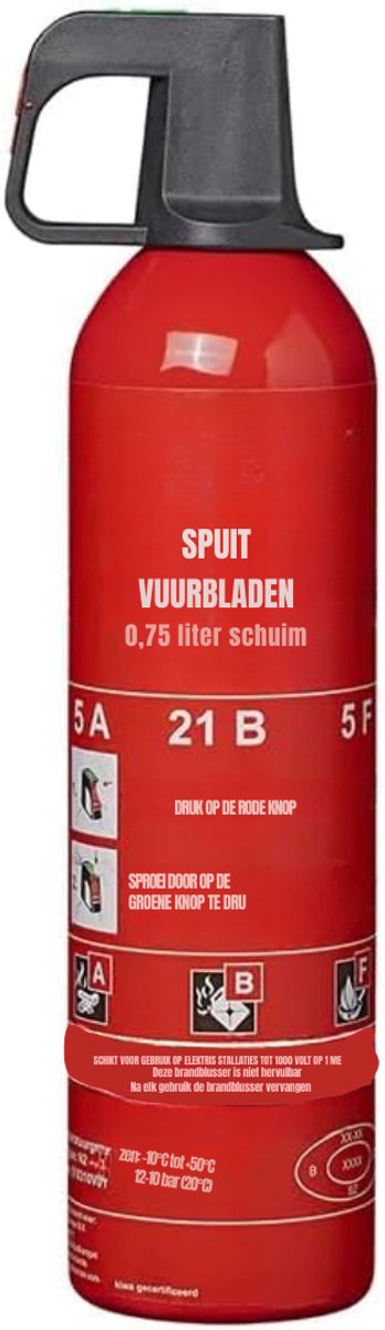 MMM® Brandblusser Auto - Brandblusser Schuim - Brandblusser - 750ML - Rood- 10 cm x 10cm x 30cm