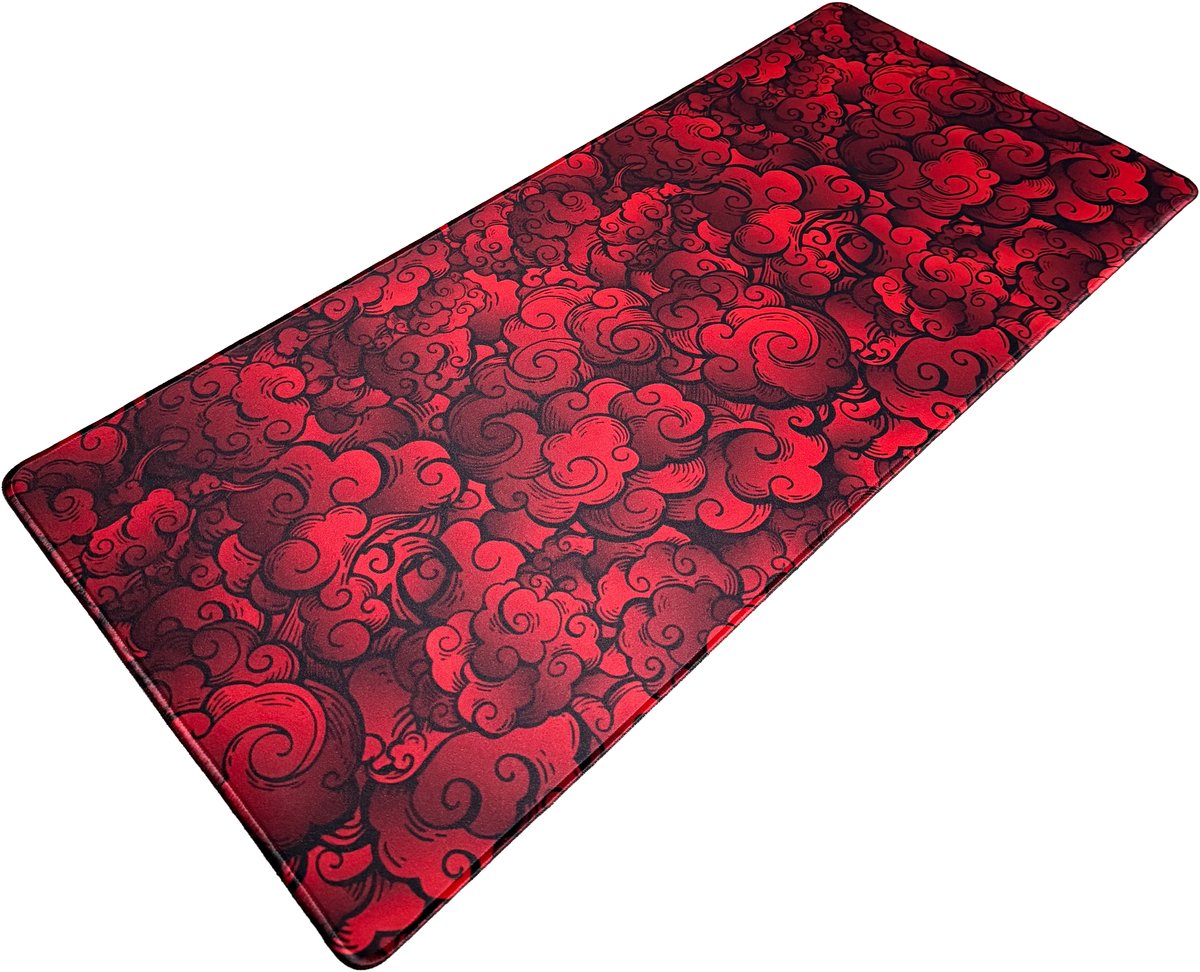 Muismat xxl - Cloud Obsidian Rood - Gaming - 900 x 400 x 3 mm - Antislip