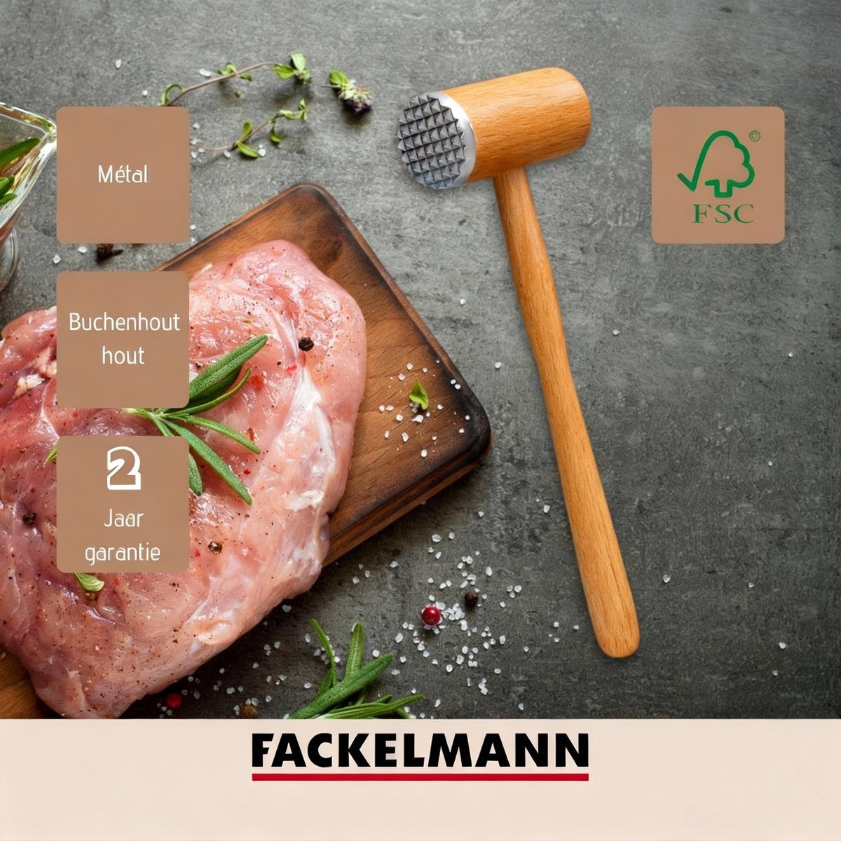 Vleesverzachter van FSC-hout Fackelmann Nature