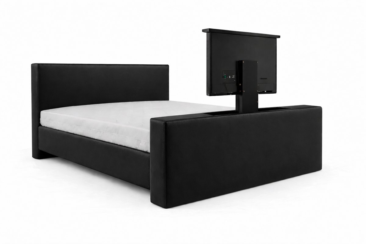 Boxspring TV-Lift Sofia Élite – 2-Persoons – 140x210 cm – Gitzwart lederlook
