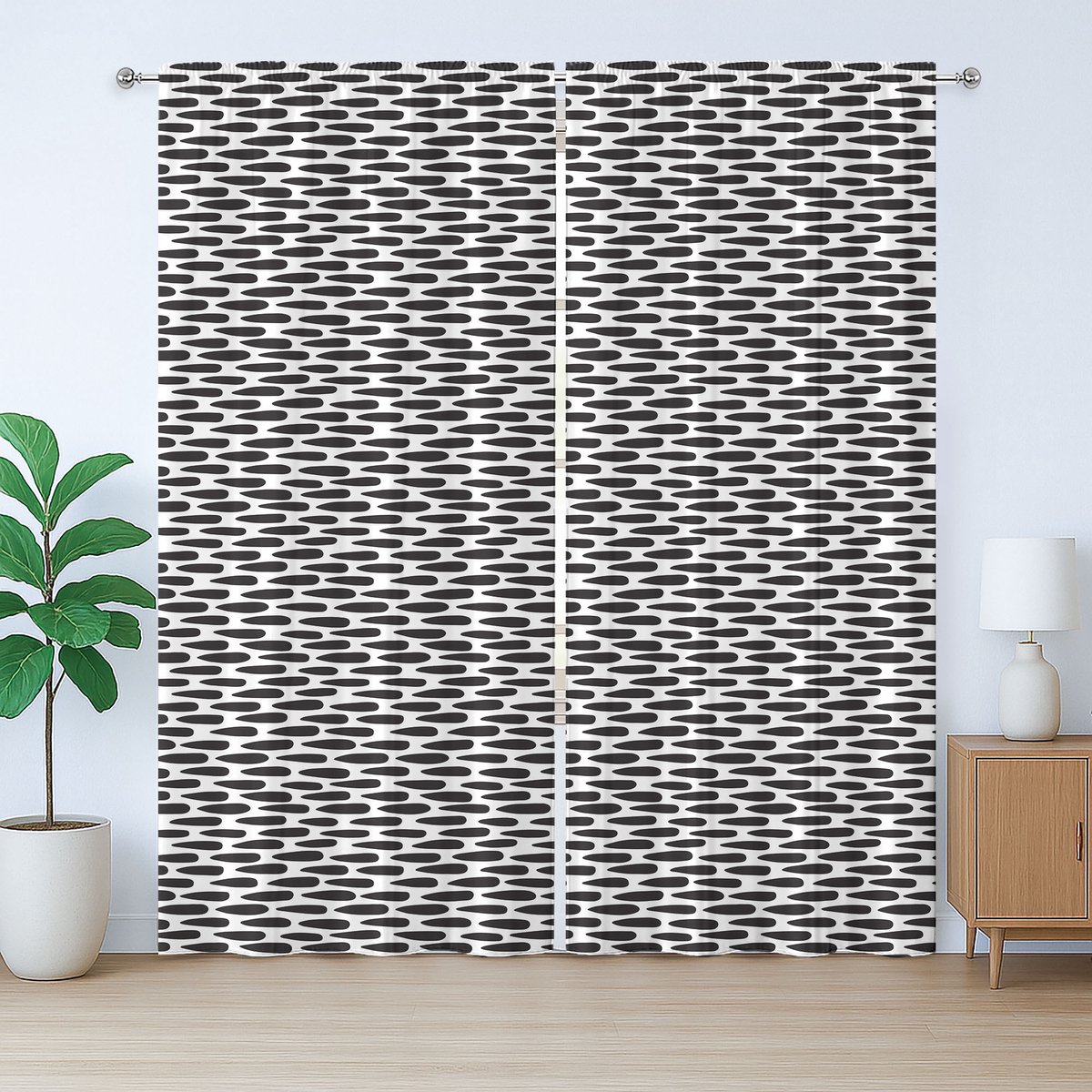 ABAKUHAUS Effen rustiek gordijn, abstracte penseelstreekkunst, slaapkamergordijn met lussen en haken, 280 x 260 cm, wit colagrijs