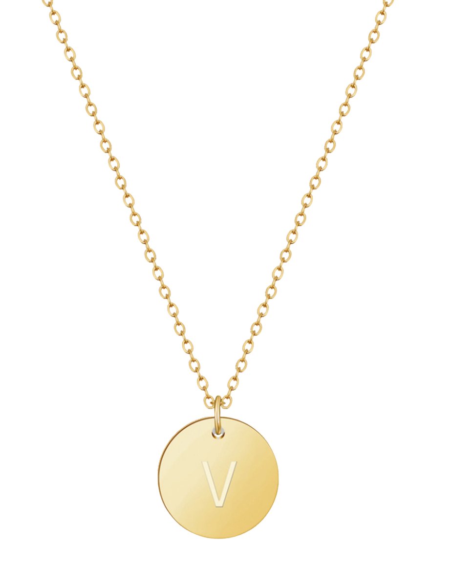 good.designs Ketting 18 K verguld met lettermunt V