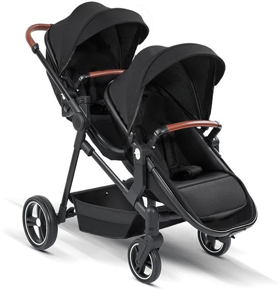 Jessi Duo Kinderwagen Opvouwbaar Zwart 2 Zitjes All Terrain - Jessi - €304,95