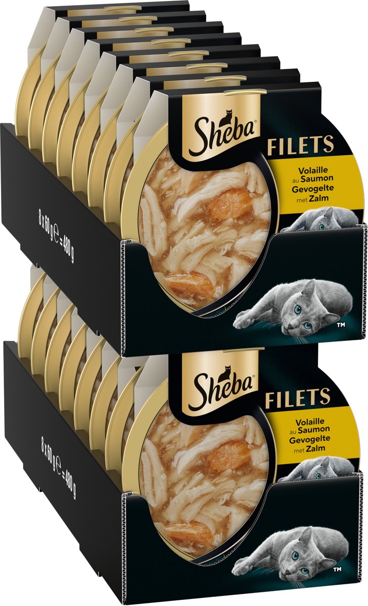 Sheba Sheba Kattenvoer - Filets - Gevogelte en zalm in saus - 16x60g