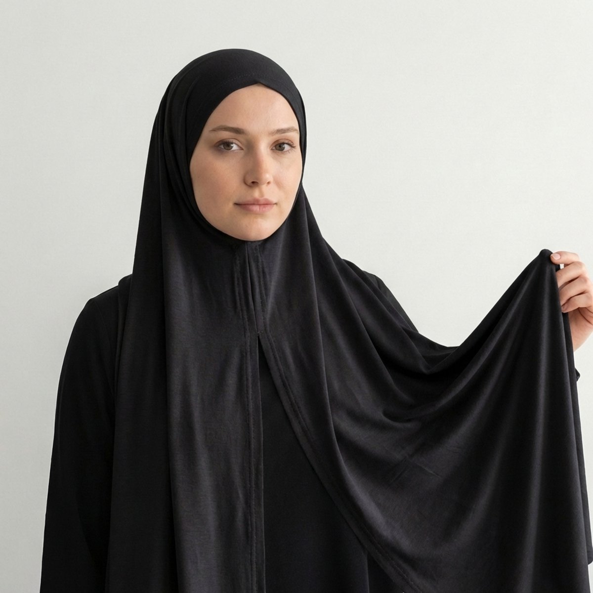 FIRASET Zwarte--Praktische Instap-Sjaal - Hoofddoek - Hoofddeksel - Hijab van Viscose Jersey – Turks Fabriqa