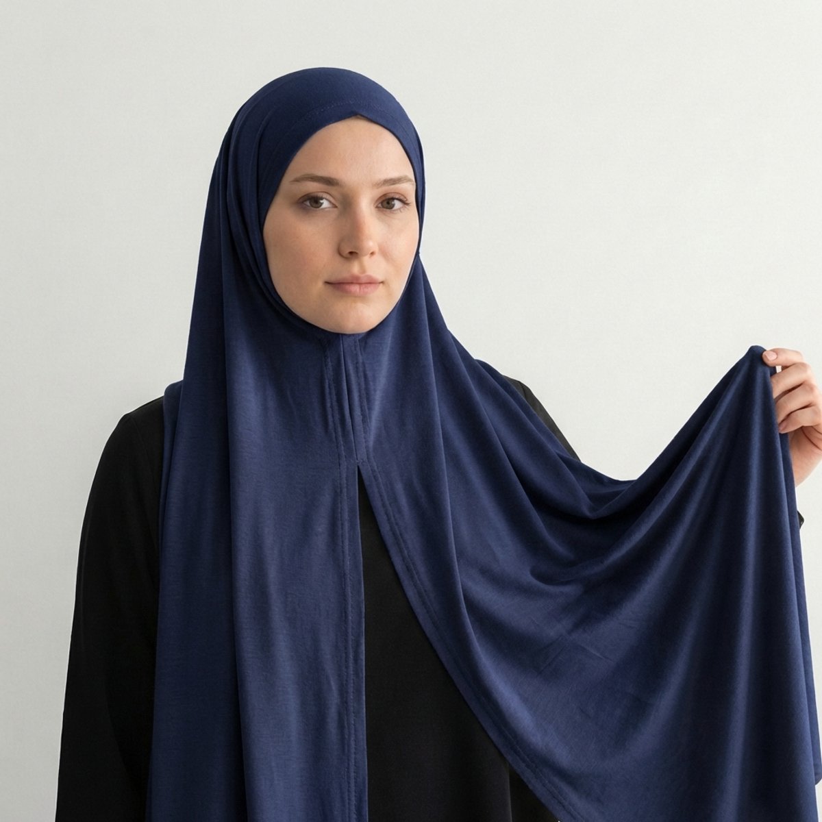 FIRASET Donkerblauw Praktische Instap-Sjaal van Viscose Jersey - Hoofddoek - Hoofddeksel - Hijab – Turks Fabriqa