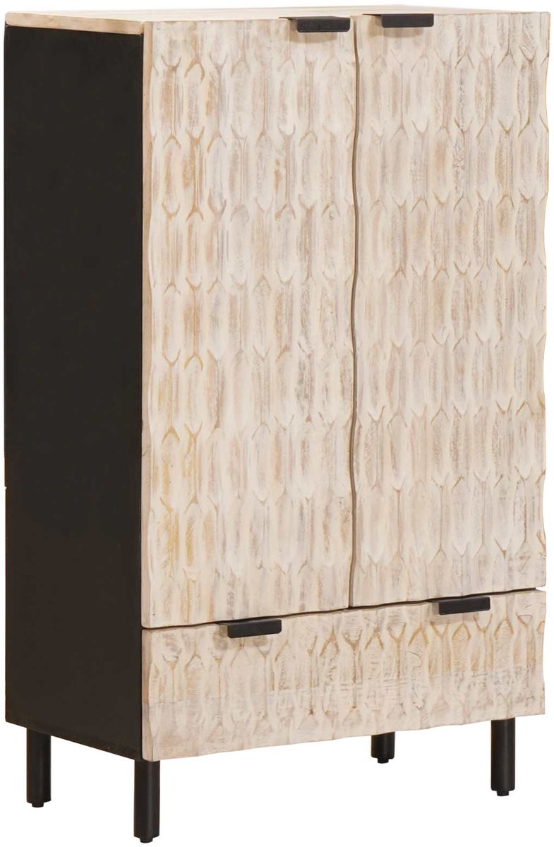 vidaXL - Highboard - met - lade - Witte - Was - Afwerking - 60 - x - 33 - x - 100 - cm