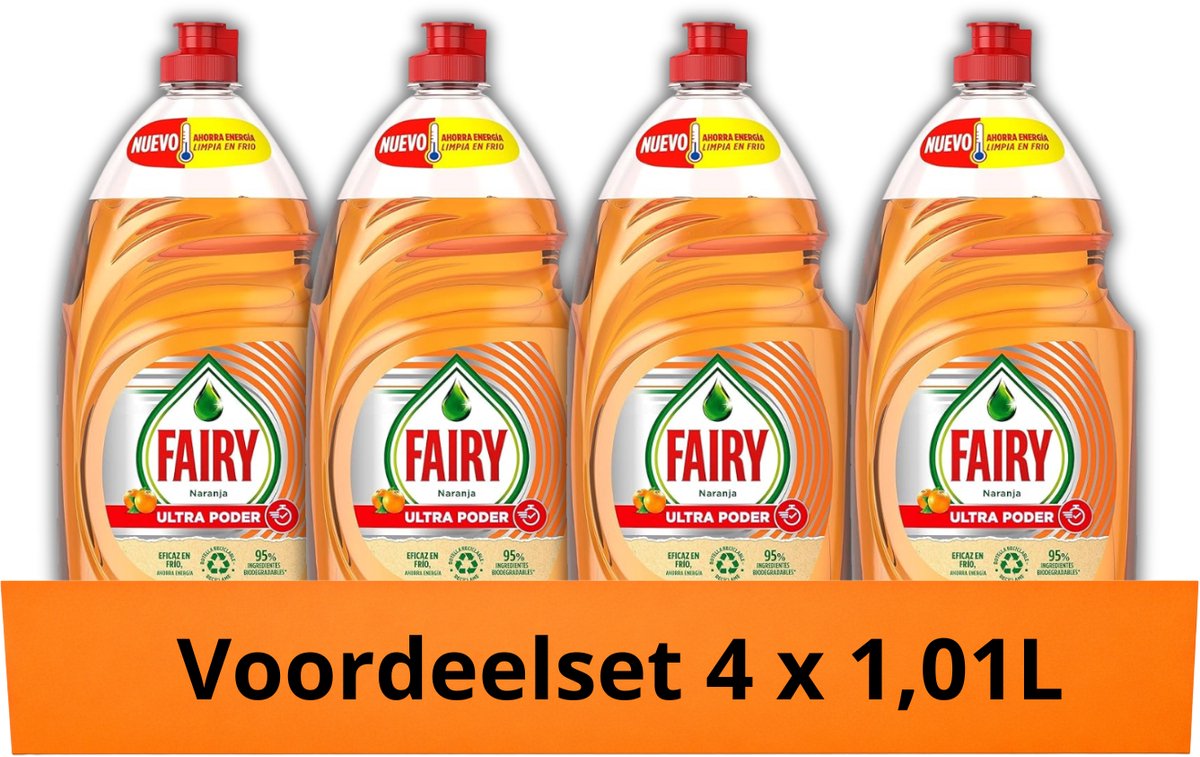 Fairy Afwasmiddel Ultra Poder – 4x1001ml – Voordeelverpakking – Krachtig tegen Vet & Vuil