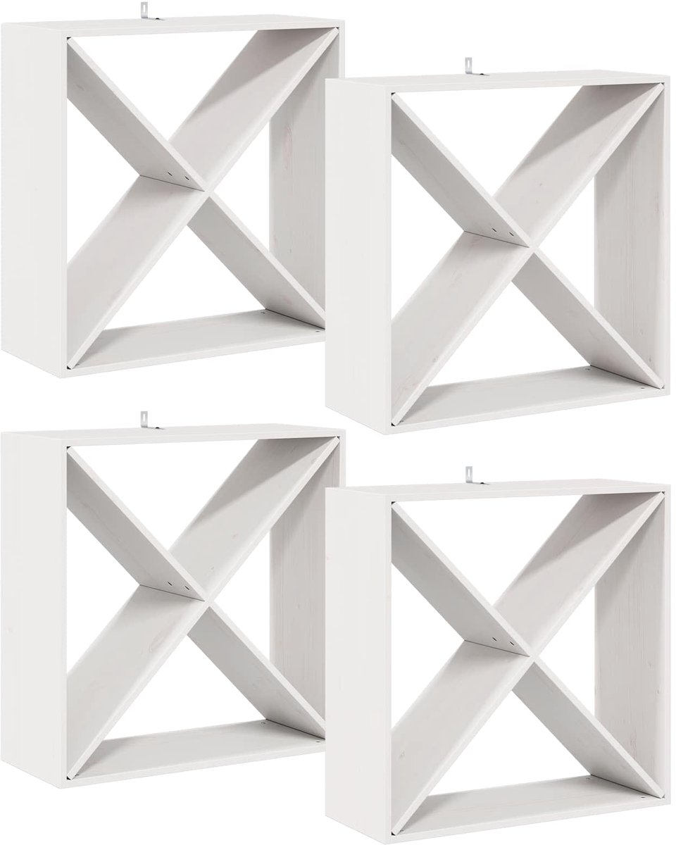 vidaXL - Wijnrek - 4 - pcs - Wit - 62 - x - 25 - x - 62 - cm - Massief - grenenhout
