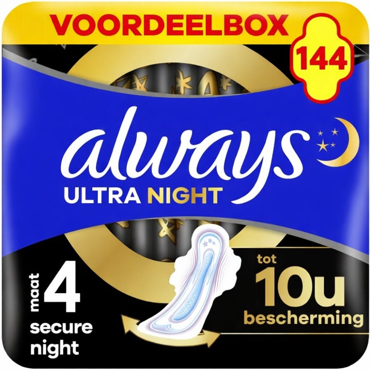 Bol.com Always Ultra - Maandverband - Secure Night (maat 4) - Vleugels - Voordeelverpakking 8 x 18 stuks aanbieding
