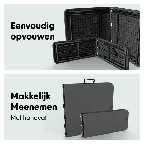 LifeGoods Inklapbare Picknickset - 124cm x 61,5cm - Tuintafel met 2 Banken - Weerbestendig - Campingtafel - Biertafel Opklapbaar - Voor Binnen en Buiten - Voor 4 tot 6 Personen - Zwart van Merkloos — afbeelding 4