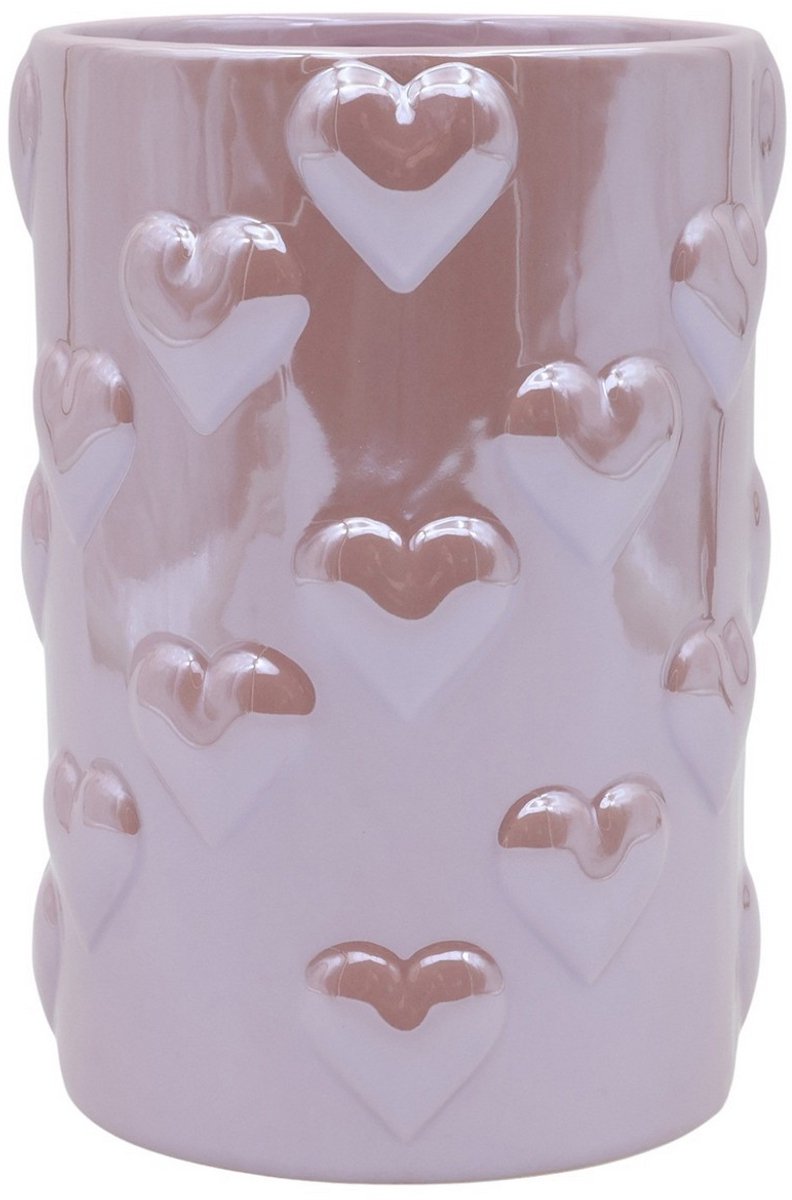 Vaas Liebes Parelmoer Finish Licht Roze Small - vaas met hartjes roze D12 H18