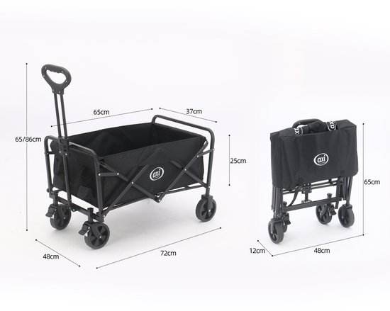 AXI SB120 Opvouwbare Bolderwagen - Zwart - Met Trekstang, Remmen en Hoes - 60 kg Draagvermogen - Eenvoudig mee te nemen - Metaal van Merkloos — afbeelding 5